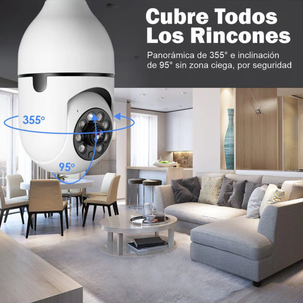 Cámara De Seguridad Wifi Bombillo 360